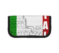 HEBSDFG Trousse à crayons en toile avec fermeture éclair pour l'école, les voyages, le bureau et les cadeaux Argenté brillant, Drapeau du Colisée romaine italien., One Size, Cartable