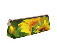 HEBSDFG Trousse à crayons et trousse à maquillage en cuir PVC avec fermeture éclair Motif animaux sauvages rétro pour l'école, le bureau, les voyages, Tournesols jaunes, One Size, Cartable