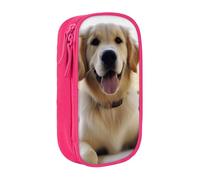 HEBSDFG Trousse à crayons Golden Retriever noire haute capacité avec emplacements pour stylos et pochettes pour l'école, les voyages, le maquillage, rose, Taille unique, Cartable