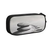 HEBSDFG Trousse à crayons grise avec impression d'images de pierres zen pour garçons et filles - Trousse de voyage noire haute capacité pour étudiants, école, université, bureau, Noir , Taille unique