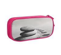 HEBSDFG Trousse à crayons grise avec impression d'images de pierres zen pour garçons et filles - Trousse de voyage noire haute capacité pour étudiants, école, université, bureau, rose, Taille unique
