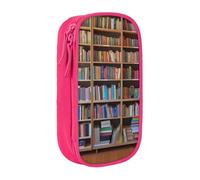 HEBSDFG Trousse à crayons imprimée de bibliothèque noire haute capacité avec emplacements pour stylos et pochettes pour l'école, les voyages, le maquillage, rose, Taille unique, Cartable