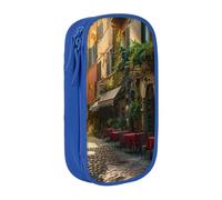 HEBSDFG Trousse à crayons italienne noire haute capacité avec emplacements pour stylos et pochettes pour l'école, les voyages, le maquillage, bleu, Taille unique, Cartable