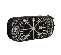 HEBSDFG Trousse à crayons magique avec imprimé boussole et runes nordiques pour garçons et filles - Noir - Haute capacité - Trousse de maquillage pour étudiants, école, université, bureau, Noir , One