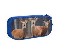 HEBSDFG Trousse à crayons mignonne avec impression d'images de cerf pour garçons et filles - Trousse de voyage noire haute capacité pour étudiants, école, université, bureau, bleu, Taille unique