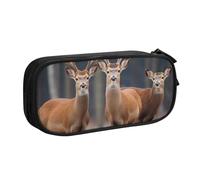 HEBSDFG Trousse à crayons mignonne avec impression d'images de cerf pour garçons et filles - Trousse de voyage noire haute capacité pour étudiants, école, université, bureau, Noir , Taille unique