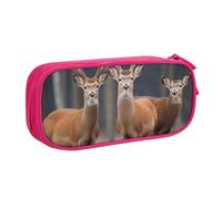 HEBSDFG Trousse à crayons mignonne avec impression d'images de cerf pour garçons et filles - Trousse de voyage noire haute capacité pour étudiants, école, université, bureau, rose, Taille unique