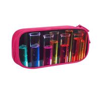 HEBSDFG Trousse à crayons mignonne avec impression tube à essai de chimie pour garçons et filles - Trousse de voyage noire haute capacité pour étudiants, école, université, bureau, rose, Taille unique