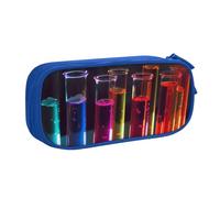 HEBSDFG Trousse à crayons mignonne avec impression tube à essai de chimie pour garçons et filles - Trousse de voyage noire haute capacité pour étudiants, école, université, bureau, bleu, Taille unique
