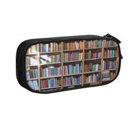 HEBSDFG Trousse à crayons mignonne avec imprimé bibliothèque pour garçons et filles - Trousse de voyage noire haute capacité pour étudiants, école, collège, bureau, Noir , Taille unique, Cartable