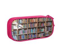HEBSDFG Trousse à crayons mignonne avec imprimé bibliothèque pour garçons et filles - Trousse de voyage noire haute capacité pour étudiants, école, collège, bureau, rose, Taille unique, Cartable