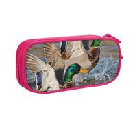 HEBSDFG Trousse à crayons mignonne avec imprimé canards colverts pour garçons et filles - Trousse de voyage noire haute capacité pour étudiants, école, université, bureau, rose, Taille unique