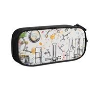 HEBSDFG Trousse à crayons mignonne avec imprimé chimie pour garçons et filles - Trousse de voyage noire haute capacité pour étudiants, école, université, bureau, Noir , Taille unique, Cartable