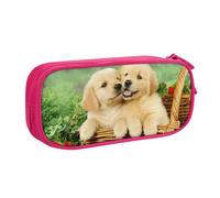HEBSDFG Trousse à crayons mignonne avec imprimé chiot Golden Retriever pour garçons et filles, noir, haute capacité, trousse de maquillage pour étudiants, école, université, bureau, rose, One Size