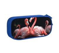 HEBSDFG Trousse à crayons mignonne avec imprimé flamant rose pour garçons et filles - Trousse de voyage noire haute capacité pour étudiants, école, université, bureau, bleu, Taille unique, Cartable