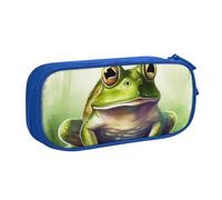 HEBSDFG Trousse à crayons mignonne avec imprimé grenouille pour garçons et filles - Trousse de voyage noire haute capacité pour étudiants, école, université, bureau, bleu, Taille unique, Cartable