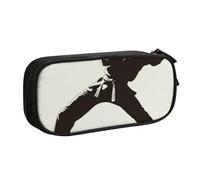 HEBSDFG Trousse à crayons mignonne avec imprimé karaté pour garçons et filles - Trousse de voyage noire haute capacité pour étudiants, école, université, bureau, Noir , Taille unique, Cartable