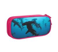 HEBSDFG Trousse à crayons mignonne avec imprimé requins marteaux pour garçons et filles, noir, haute capacité, trousse de maquillage pour étudiants, école, université, bureau, rose, One Size, Cartable
