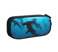 HEBSDFG Trousse à crayons mignonne avec imprimé requins marteaux pour garçons et filles, noir, haute capacité, trousse de maquillage pour étudiants, école, université, bureau, Noir , One Size