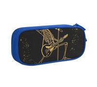 HEBSDFG Trousse à crayons mignonne avec imprimé tête de mort chantant avec imprimé guitare pour garçons et filles, noir, haute capacité, trousse de maquillage pour étudiants, école, université, bureau