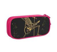 HEBSDFG Trousse à crayons mignonne avec imprimé tête de mort chantant avec imprimé guitare pour garçons et filles, noir, haute capacité, trousse de maquillage pour étudiants, école, université, bureau