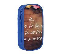 HEBSDFG Trousse à crayons noire avec imprimé « Let All You do be Done with Love » - Grande capacité - Avec emplacements pour stylos et pochettes pour l'école, les voyages et le maquillage, bleu