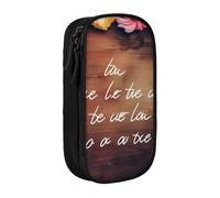 HEBSDFG Trousse à crayons noire avec imprimé « Let All You do be Done with Love » - Grande capacité - Avec emplacements pour stylos et pochettes pour l'école, les voyages et le maquillage, Noir