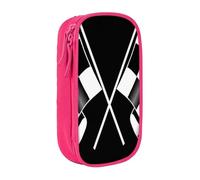 HEBSDFG Trousse à crayons noire et blanche à motif imprimé drapeaux à carreaux haute capacité avec emplacements pour stylos et pochettes pour l'école, les voyages, le maquillage, rose, One Size