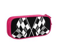 HEBSDFG Trousse à crayons noire et blanche avec motif imprimé drapeaux à carreaux pour garçons et filles, trousse de voyage haute capacité pour étudiants, école, université, bureau, rose, One Size