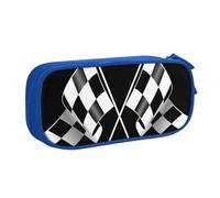 HEBSDFG Trousse à crayons noire et blanche avec motif imprimé drapeaux à carreaux pour garçons et filles, trousse de voyage haute capacité pour étudiants, école, université, bureau, bleu, One Size