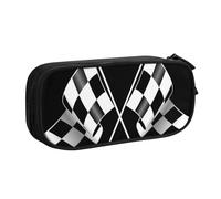 HEBSDFG Trousse à crayons noire et blanche avec motif imprimé drapeaux à carreaux pour garçons et filles, trousse de voyage haute capacité pour étudiants, école, université, bureau, Noir , One Size