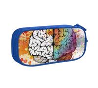 HEBSDFG Trousse à crayons noire haute capacité avec impression du cerveau gauche et droit pour garçons et filles - Trousse de maquillage pour étudiants, école, université, bureau, bleu, Taille unique