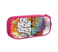 HEBSDFG Trousse à crayons noire haute capacité avec impression du cerveau gauche et droit pour garçons et filles - Trousse de maquillage pour étudiants, école, université, bureau, rose, Taille unique