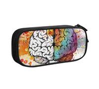 HEBSDFG Trousse à crayons noire haute capacité avec impression du cerveau gauche et droit pour garçons et filles - Trousse de maquillage pour étudiants, école, université, bureau, Noir , Taille unique