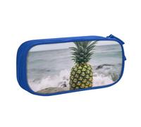 HEBSDFG Trousse à crayons noire haute capacité avec imprimé ananas vert au bord de mer pour garçons et filles - Trousse de maquillage pour étudiants, école, université, bureau, bleu, Taille unique