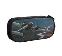 HEBSDFG Trousse à crayons noire haute capacité avec imprimé avion de la guerre mondiale pour garçons et filles, trousse de maquillage pour étudiants, école, université, bureau, Noir , One Size