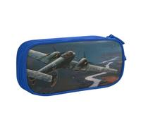 HEBSDFG Trousse à crayons noire haute capacité avec imprimé avion de la guerre mondiale pour garçons et filles, trousse de maquillage pour étudiants, école, université, bureau, bleu, One Size