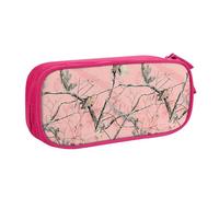 HEBSDFG Trousse à crayons noire haute capacité avec imprimé camouflage et feuilles roses pour garçons et filles, trousse de maquillage pour étudiants, école, université, bureau, rose, One Size