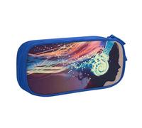 HEBSDFG Trousse à crayons noire haute capacité avec imprimé casque lumineux pour garçons et filles, trousse de maquillage pour étudiants, école, université, bureau, bleu, One Size, Cartable