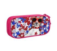HEBSDFG Trousse à crayons noire haute capacité avec imprimé chiot drapeau américain pour garçons et filles, trousse de maquillage pour étudiants, école, université, bureau, rose, One Size, Cartable