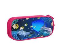HEBSDFG Trousse à crayons noire haute capacité avec imprimé dauphin sous l'eau pour garçons et filles, trousse de maquillage pour étudiants, école, université, bureau, rose, One Size, Cartable