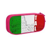 HEBSDFG Trousse à crayons noire haute capacité avec imprimé drapeau italien du Colisée romain pour garçons et filles, trousse de maquillage pour étudiants, école, université, bureau, rose, One Size