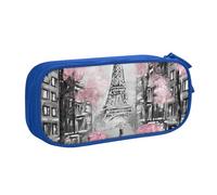 HEBSDFG Trousse à crayons noire haute capacité avec imprimé floral Paris Street Tour Eiffel pour garçons et filles - Trousse de maquillage pour étudiants, école, université, bureau, bleu, One Size