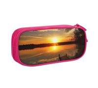 HEBSDFG Trousse à crayons noire haute capacité avec imprimé Lake Under Sunset pour garçons et filles - Trousse de maquillage pour étudiants, école, université, bureau, rose, Taille unique, Cartable