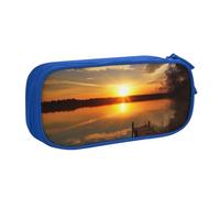 HEBSDFG Trousse à crayons noire haute capacité avec imprimé Lake Under Sunset pour garçons et filles - Trousse de maquillage pour étudiants, école, université, bureau, bleu, Taille unique, Cartable