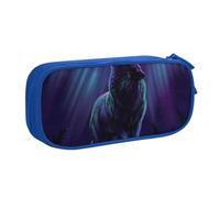HEBSDFG Trousse à crayons noire haute capacité avec imprimé loups hurlant dans les aurores boréales du Nord pour garçons et filles, bleu, One Size, Cartable