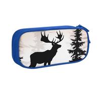HEBSDFG Trousse à crayons noire haute capacité avec imprimé silhouette d'élan sauvage pour garçons et filles - Trousse de maquillage pour étudiants, école, université, bureau, bleu, Taille unique
