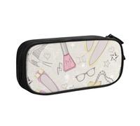 HEBSDFG Trousse à crayons pour femme avec impression de parfum pour garçons et filles - Noir - Haute capacité - Trousse de maquillage pour étudiants, école, université, bureau, Noir , One Size