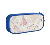 HEBSDFG Trousse à crayons pour femme avec impression de parfum pour garçons et filles - Noir - Haute capacité - Trousse de maquillage pour étudiants, école, université, bureau, bleu, One Size