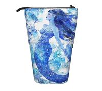 HEBSDFG Trousse à crayons rétractable avec fermeture éclair pour l'école, le bureau, les voyages Motif sirène Bleu, Noir , Taille unique, Cartable